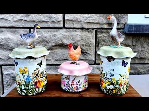 Diy Glass jars decor Idea/Decoupage on Glass/Easter Decor