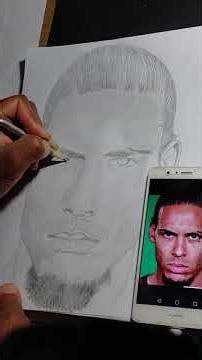 pencil drawing of Virgil van Dijk