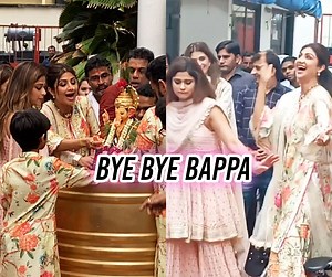 2.7M views · 10K reactions | Shilpa Shetty, Raj Kundra & family bid farewell to Bappa. Despite a broken leg, Shilpa didn't hold back when it came to the visarjan dance. Shilpa is a very religious person and every year, she gets Bappa home on Ganesh Chathurthi. | PinkVilla | Facebook