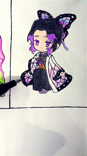 Chibi Shinobu💜 3/9 of chibi drawings💫 #shorts #shinobu #art