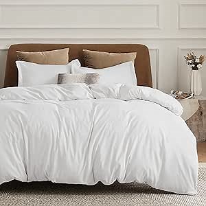 Bedsure Duvet Cover Full Size - Soft Double Brushed Bedding Set for Kids & Adults, Zipper Closure, 3 Pieces, Includes 1 Duvet Cover (80"x90") & 2 Pillow Shams, NO Comforter, White