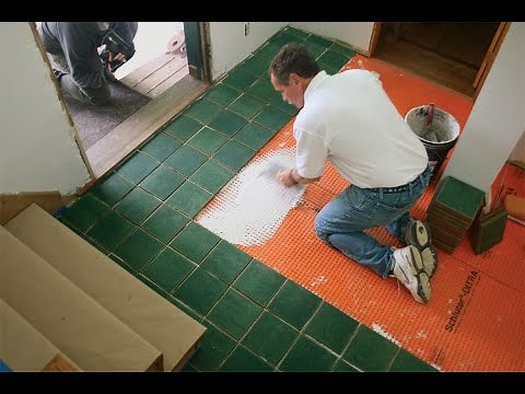 Tile Foyer Installation: Ep. 1, subfloor, membrane, and layout