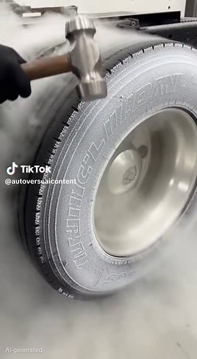 Leaked footage from a Ford materials science lab shows the extreme temperature durability test on a 2024 F-450 Super Duty Dually. The vulcanized rubber of the tires undergoes severe cryogenic embrittlement when exposed to -320°F liquid nitrogen, causing the polymer chains to lock in place. You can see the tire's molecular structure completely change, losing all tensile strength and shattering like glass upon impact. Should 'Built Ford Tough' still be their slogan after seeing this? Debate below.