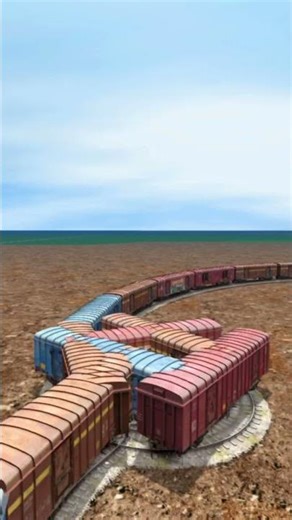 Funny Massive Train On Dangerous Bumpy Tracks 😵 BeamNG Train simulator 3D #shorts