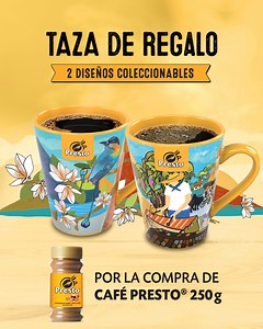 1.7K views · 84 reactions | Por la compra de tu Café Presto® de 250g, llevá a casa una taza de regalo. Son dos diseños coleccionables de la artista nicaragüense Elsa Basil. Encontrá tus tazas en: Walmart, La Unión y La Colonia. | Café Presto | Facebook