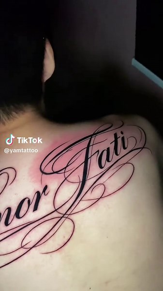 Love your fate // Amori Fati (Latin) Let life happen—then love it anyway.🙃 Calligraphy tattoo made with BRONC X2 and BIGWASP energy rubber needles from @bronctattoosupply and @Bigwasp Tattoo Supply ✍🏻 #tattoo #letteringtattoo #amorfati #tattooideas #fyp