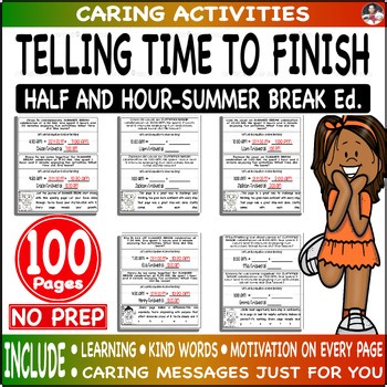 Telling Time to Half and Hour to time finish Step Pack Drill - Summer Break Ed.
