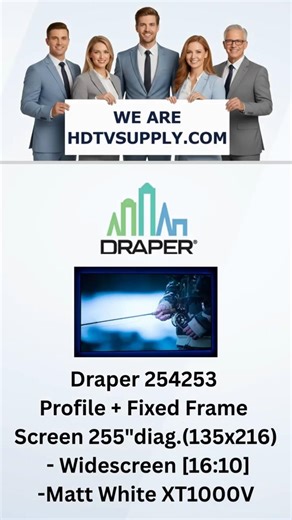 Draper 254253 Profile+ Fixed Frame Screen 255"diag.(135x216) - Widescreen [16:10]-Matt White XT1000V