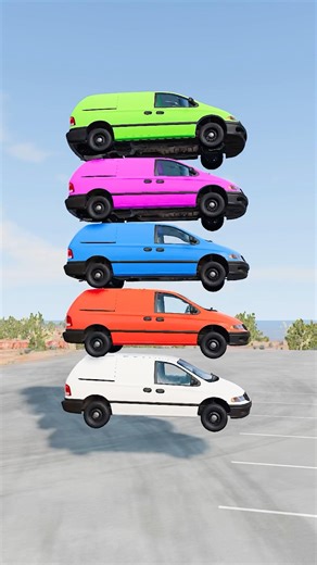 Mixed Rainbow Colour Cars & Buses Fall Crash #1 - BeamNG.Drive