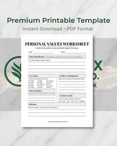 Personal Values Worksheet Printable | Core Values Worksheet | Decision Making Tool | Minimal Values Reflection | PDF - Etsy Canada