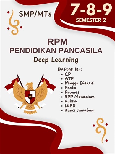 RPP Deep Learning Pendidikan Pancasila Kelas 7-8-9 SMP/MTs #modulajar #deeplearning #pancasila #smp #mts