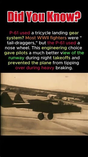 Why the P 61 Didn't Have a Tail Wheel #EngineeringMarvels #WW2Facts #P61 #AviationDaily #History