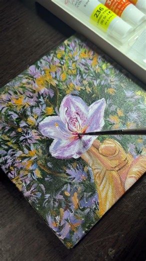Floral Acrylic Painting on Mini Canvas 🎨🌸 #shorts #acrylicpainting #ytshorts #canvas #youtube