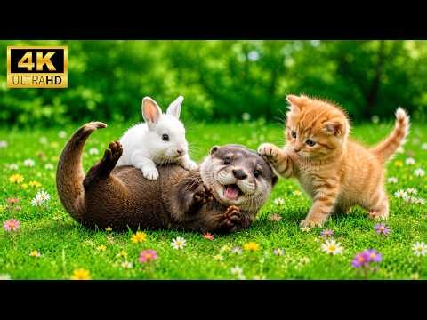 Cute Baby Animals in 4K UHD 🐾 | 🌸 Adorable Wildlife Moments for Peace & Relaxation