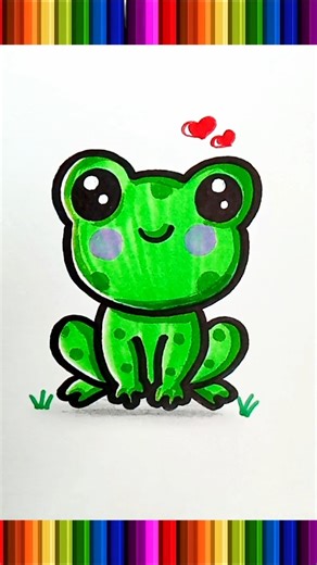 Little Frog Drawing Easy Tutorial 🐸🐸😍❤ #drawing #shorts