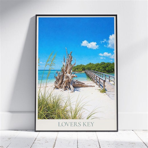 Lovers Key State Park Florida Reiseposter: Küsten Boardwalk Gemalt Kunstdruck - Etsy.de