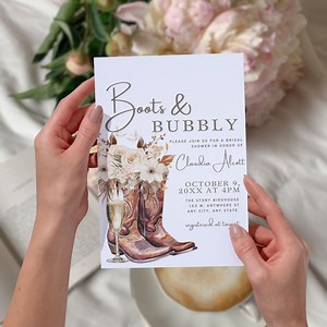 Ivory Boots and Bubbly Bridal Shower Invitation: Cowgirl Theme (canva Template, Digital Download) - Etsy