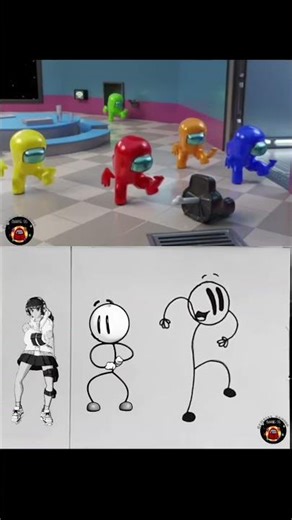 Among us dancing 3D anime and Henry stickman dancing anime with #funny #gaming