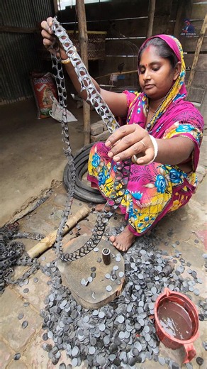 Making washers from old tires, with the remainder used as fuel.