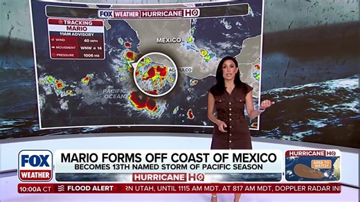 Tropical Storm Mario forms in Eastern Pacific off coast of Mexico
