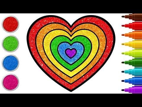 Learn how to draw a rainbow heart with glitter 🌈 | Step by Step | Chiki Art Brazil
