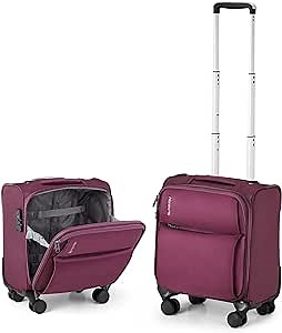 Hanke 16 Inch Underseat Carry On Luggage with Spinner Wheels Airline Approved, Small Rolling Suitcase Softside Underseater Lightweight TSA Travel Roller Suitcase Carry-On Bag(Purple)
