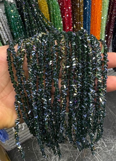 Green Triangle Crystal Glass Beads - Jewelry Making, 10 Strands - Etsy