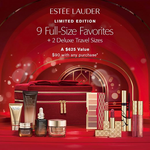 Holiday Blockbuster is here! A $625 value. Just $90 with ANY purchase.* Includes 9 full-size favorites and more. | Estee Lauder