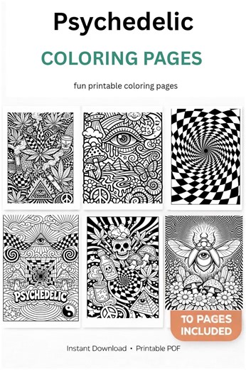 Psychedelic Coloring Pages – Trippy & Optical Illusion Adult Coloring Pages | Instant Download Printable PDF - Etsy