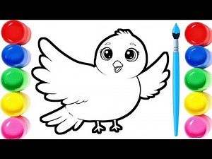 WOW! 🐦✨Bird Drawing and Coloring for Kids 🎨Easy & Cute Bird Step by Step | Fun Art for Beginners 🖍️💛