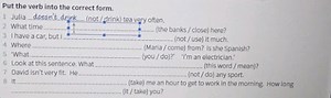 Put the verb into the correct form.1 Julia doesn't drink (not/... | Filo