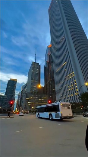 Chicago Downtown at Dusk 🇺🇸 | Stunning City Lights & Busy Streets of the Windy City!#shorts #travel