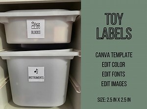 Editable Toy Bin Labels, Minimalist Playroom Organization (digital Download) - Etsy
