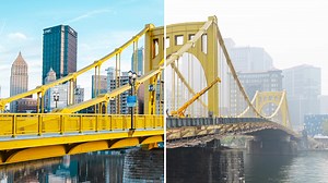 Our buses may not use the Clemente bridge, but we just had to share these STUNNING before and after photos taken by our staff photographer! | Pittsburgh Regional Transit