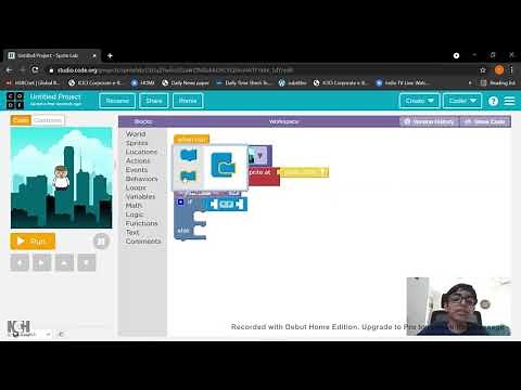 Coding in Code.org using Sprite lab basics.