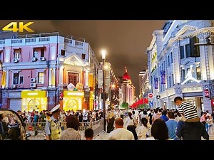 4K Shanghai Crowded Downtown Walk Tour at CPC 100th Anniversary Night 2021 上海人潮汹涌的闹市区|百年党庆之夜