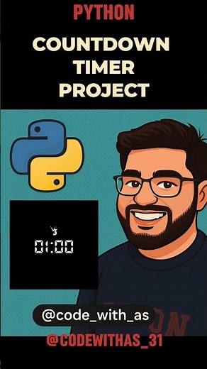 Countdown Timer Python | Python Project | ‪@codewithas_31‬ #shorts #viral #youtubeshorts