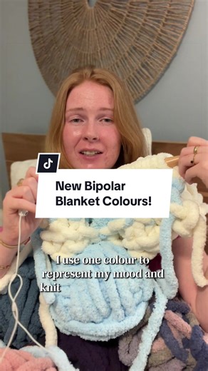 Visualizing my episodes with a mood blanket has been so helpful. I can't be the only one who uses crafts to cope. Tell me your favorite coping mechanism in the comments! #bipolarawareness #moodblanket #mentalhealthmatters #knittingtherapy #bipolardisorder