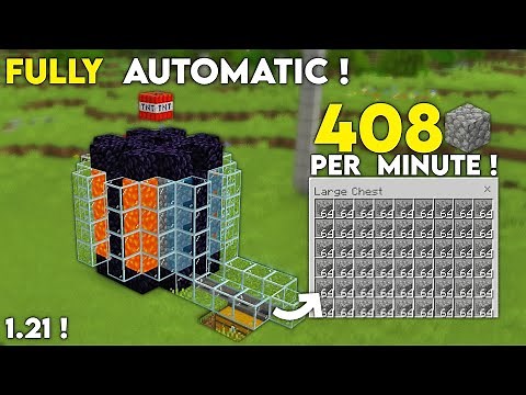 FULLY AUTOMATIC COBBLESTONE FARM!! (408/Minute) For Minecraft Bedrock 1.21