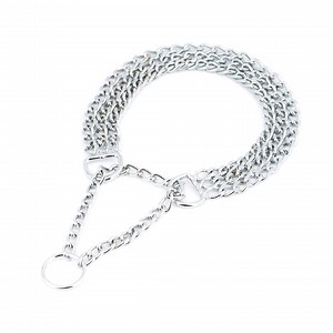 Dog Chain Collar - Martingale Dog Collar - Silver Chain Dog Collar - Half Choke - Triple Chain Collar With Martingale - Choker Chain Collar - Etsy