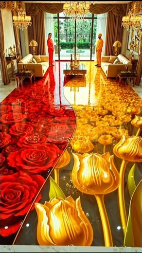 😱 Final Look: Roses vs Tulips 🌹✨ #viral #epoxy #floor #trending #design #transformation #shorts