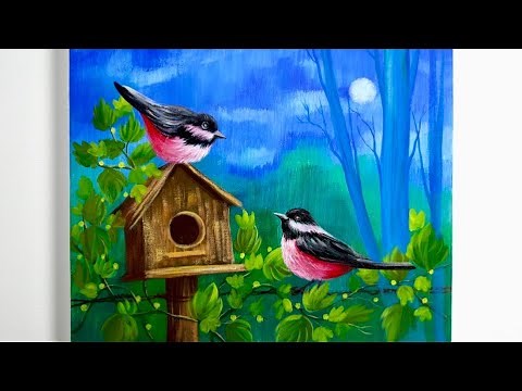 How to Paint a Bird with Acrylic Colour | Acrylic Painting Tutorial | Canvas Painting