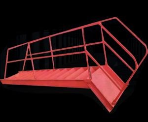 [Hot Item] Customized Step Industrial Foundation Pit Ladder Withplatform Steel Ladder Deep Pit Safety Ladder Galvanized Pipe Handrail Ladder