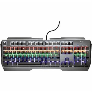 Tastatura gaming mecanica Trust GXT 877 Scarr, iluminare rainbow, switch liniar, structura metal, Negru - eMAG.ro