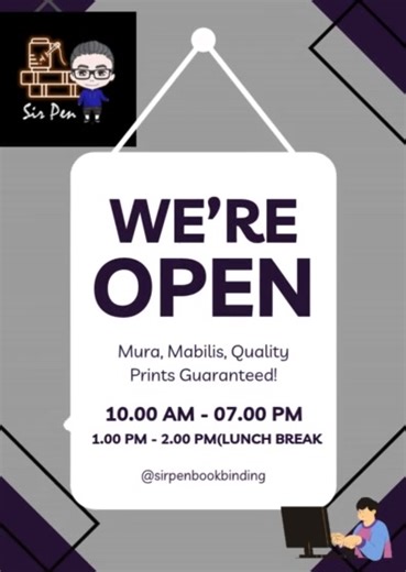 ✅ Sir Pen Bookbinding is OPEN today! Mura • Mabilis • Quality Print Guaranteed!  For your printing and bookbinding needs, we got you! Message us to order or inquire. | Sir Pen Bookbinding | Facebook