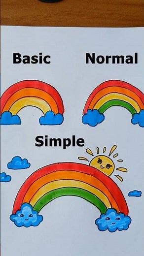 3 Easy Rainbow Drawings | Basic, Normal & Simple Art Styles 🌈✨ #shorts