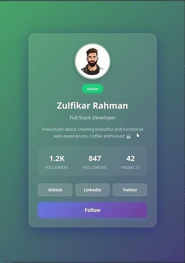 This Glassmorphism Profile Effect Will Blow Your Mind! 🔥 CSS Tutorial #css #frontendcourse #coding