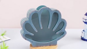 Seashell Holder Seashell Display Box Wooden Small Starfish Shell Display Case with Acrylic Clear Window Shark Tooth Collection Box for Shells Sea Rock Home Decor Present(Green,Shell)