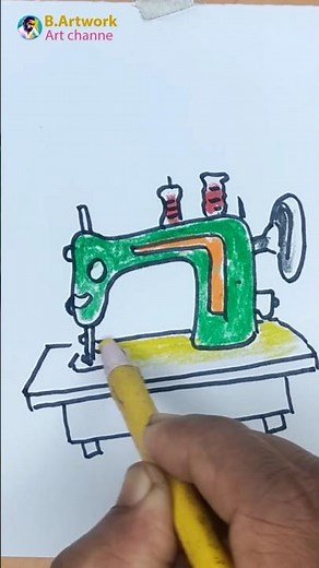 How to Draw a Sewing Machine | Easy Drawing with Pastel Color #drawing #B.artwrok