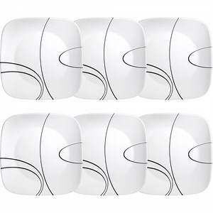 Corelle Simple Lines 10.5" Square Glass Dinner Plate (Set of 6)